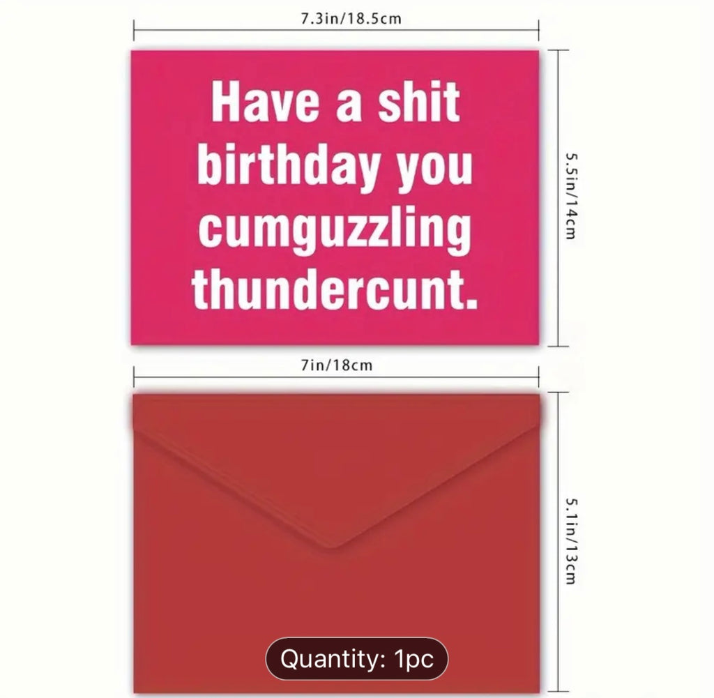 Cumguzzling Thundercunt Birthday Card With Envelope