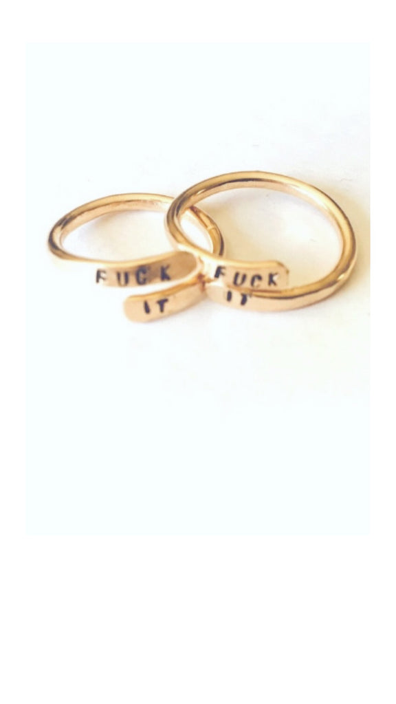 14k gold wrap rings with phrase fuck it