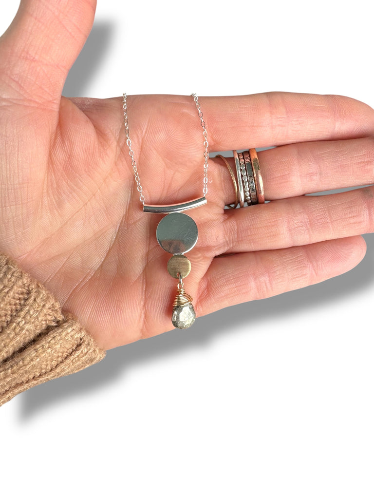 Bronwyn Mixed Metal Disc Necklace