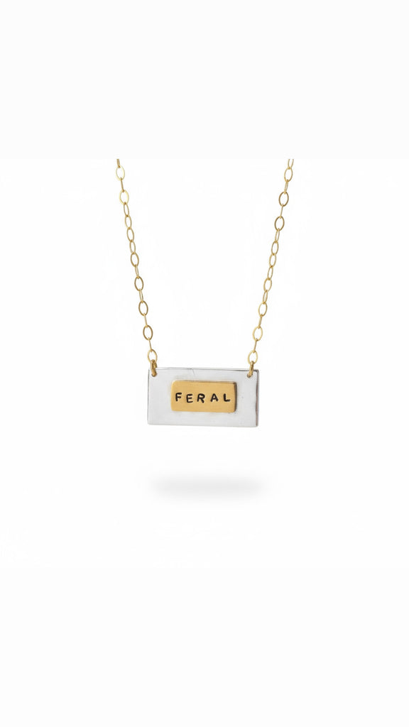 Mixed Metal Nameplate Bar Necklace