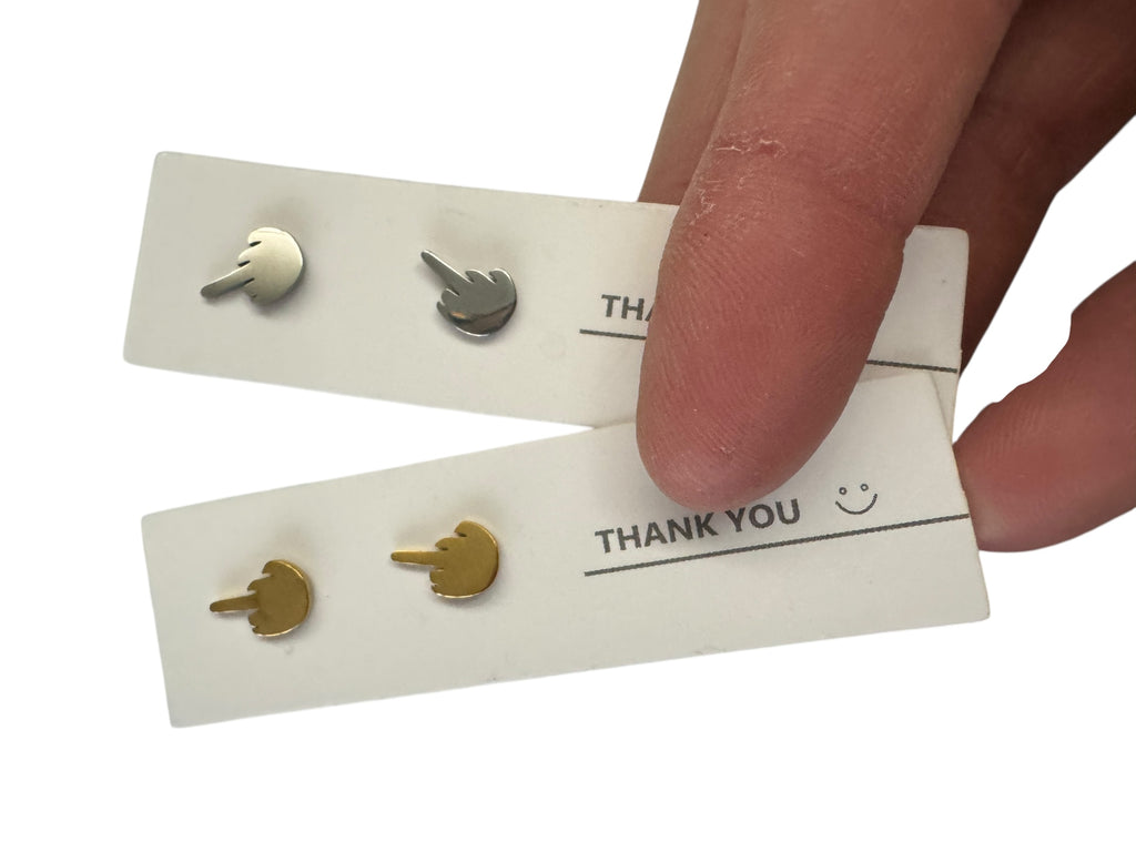 Middle Finger Stainless Stud Earrings