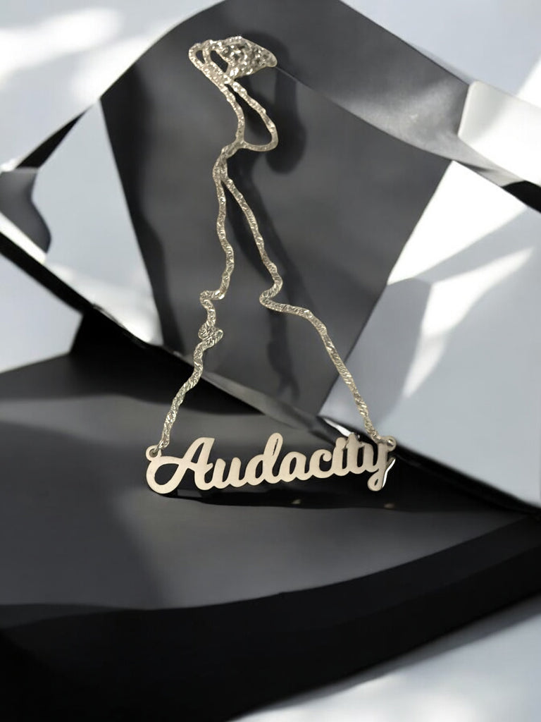 Audacity Nameplate cursive necklace