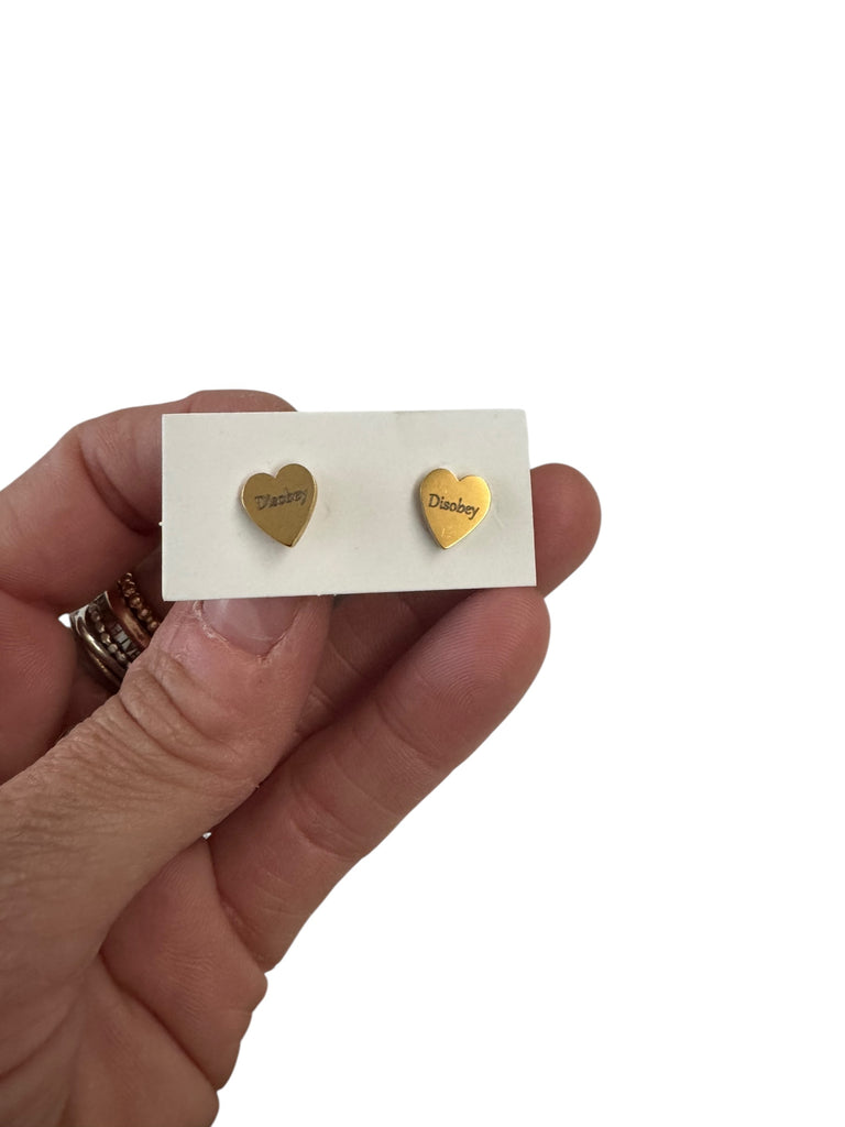 Disobey Heart Flat Back Earrings