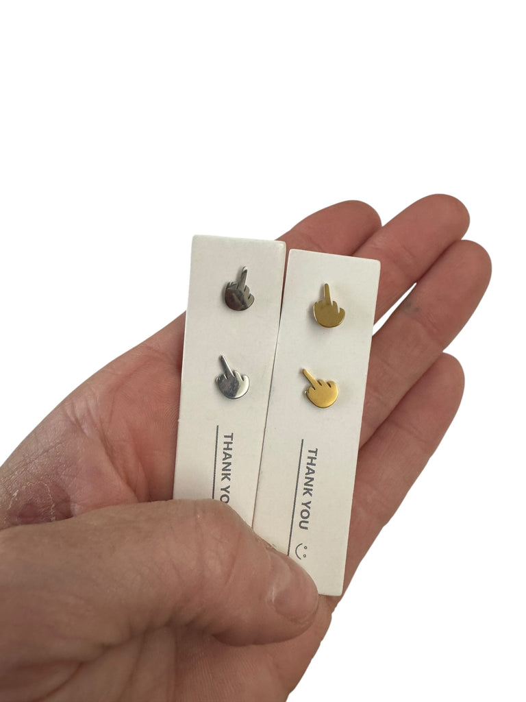 Middle Finger Stainless Stud Earrings