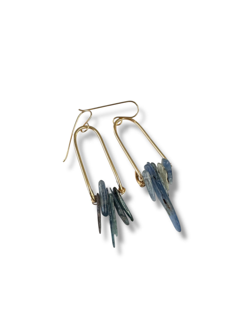 Blue Kyanite/Gold Dagger Earrings