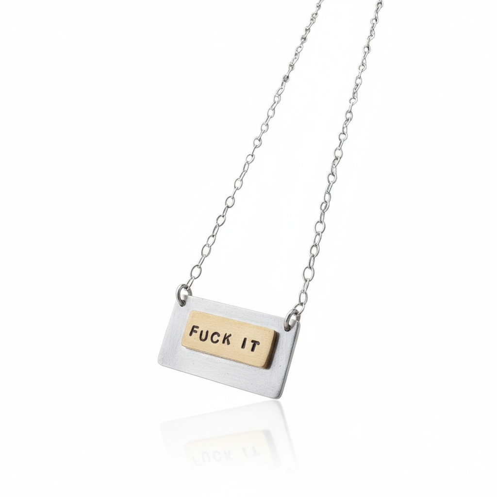 Mixed Metal Nameplate Bar Necklace