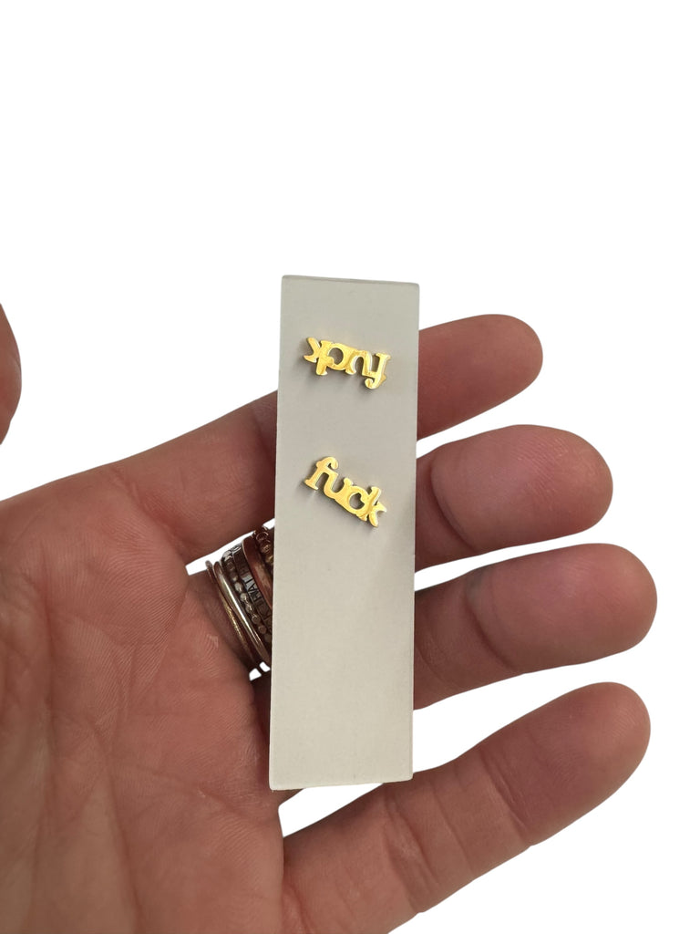 Fuck Print Stainless Studs