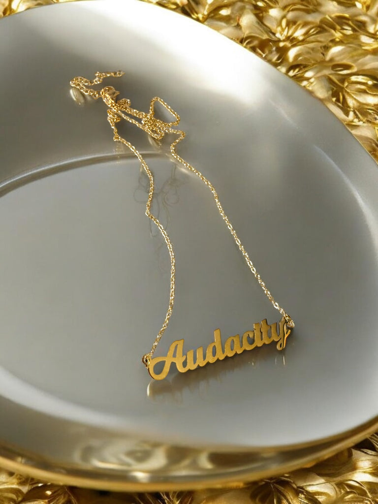Audacity Nameplate cursive necklace