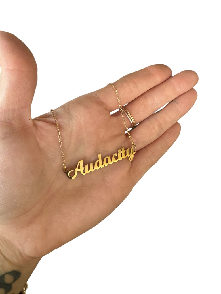Audacity Nameplate cursive necklace