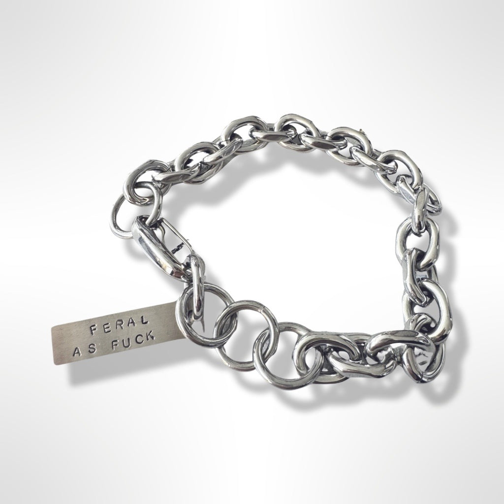 Stainless Steel Chunky Word Bracelet