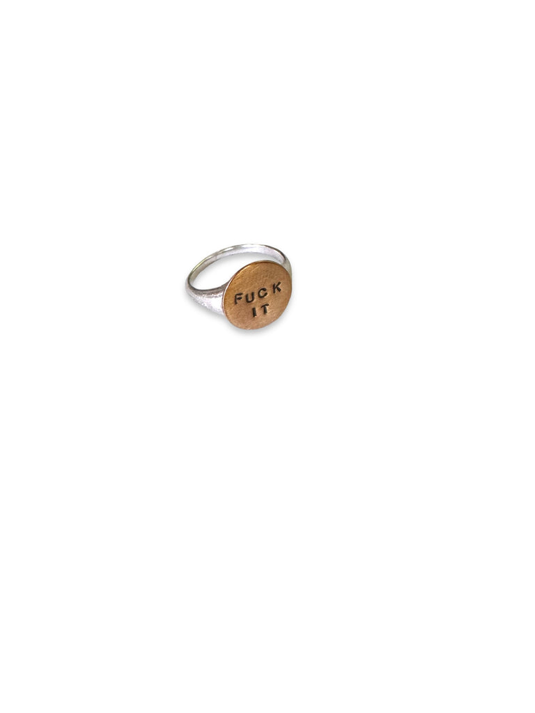 Fuck It Mixed Metal Signet Ring