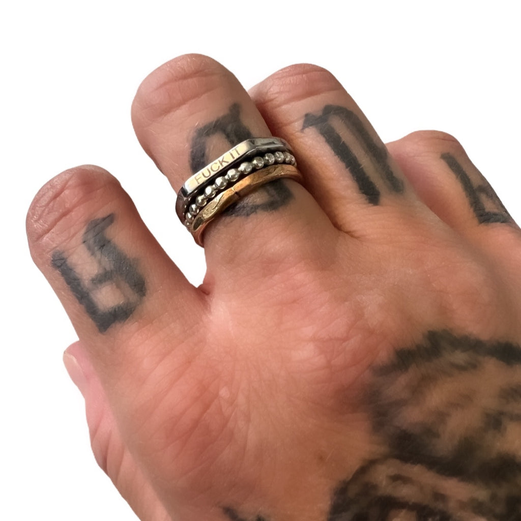 Stainless Fuck It Signet Ring
