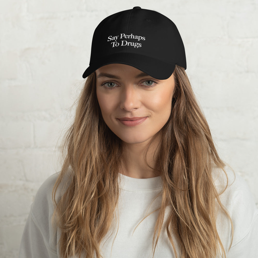 model wearing say perhaps to drugs hat