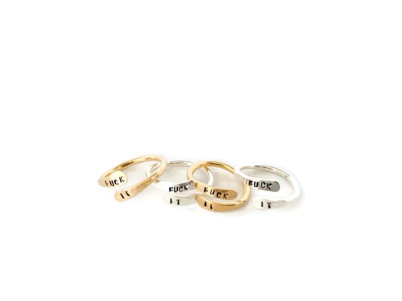 Gold filled and silver dainty fuck it wrap ring. Slightly adjustable jewelry for fingers