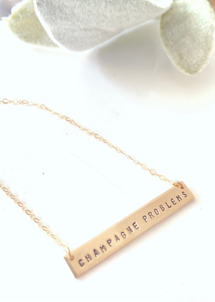 Champagne Problems Bar Necklace