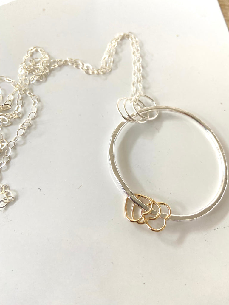 Bella Mixed Metal Hoop and Heart Necklace