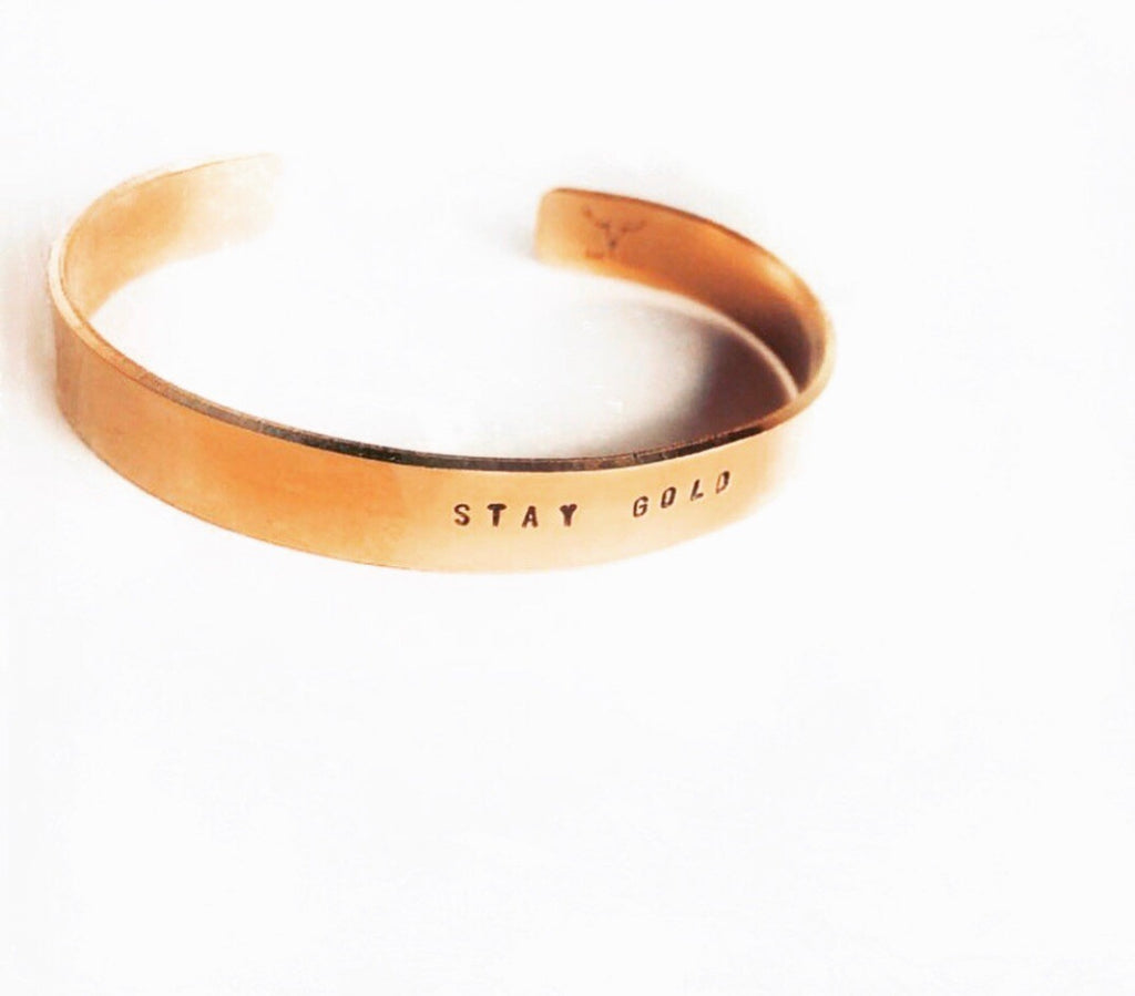 Stay Gold Stamped Cuff Bracelet