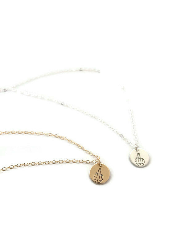 Middle Finger Salute Charm Necklace
