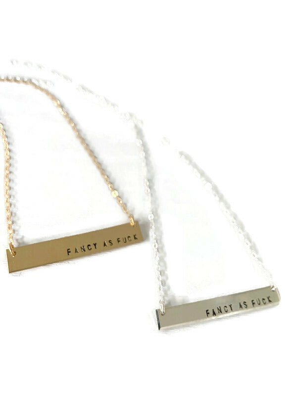 Fancy As Fuck  Gold Fill Bar Necklace